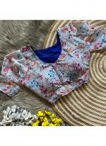 Pure Cotton Blue Casual Wear Digital Printed Blouse